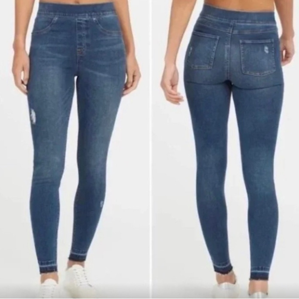 Spanx Distressed Ankle Skinny Jeggings Size XL